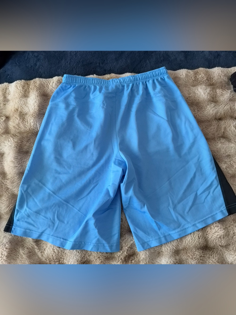 Nike Men's Light Blue Mesh Athletic Shorts Size L Black Trim Pockets - Picture 5 of 5